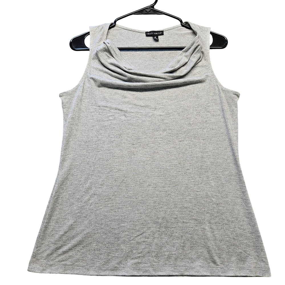 Willi Smith Gray Metallic Cowl Neck Sleeveless Top Medium Shimmer Tank